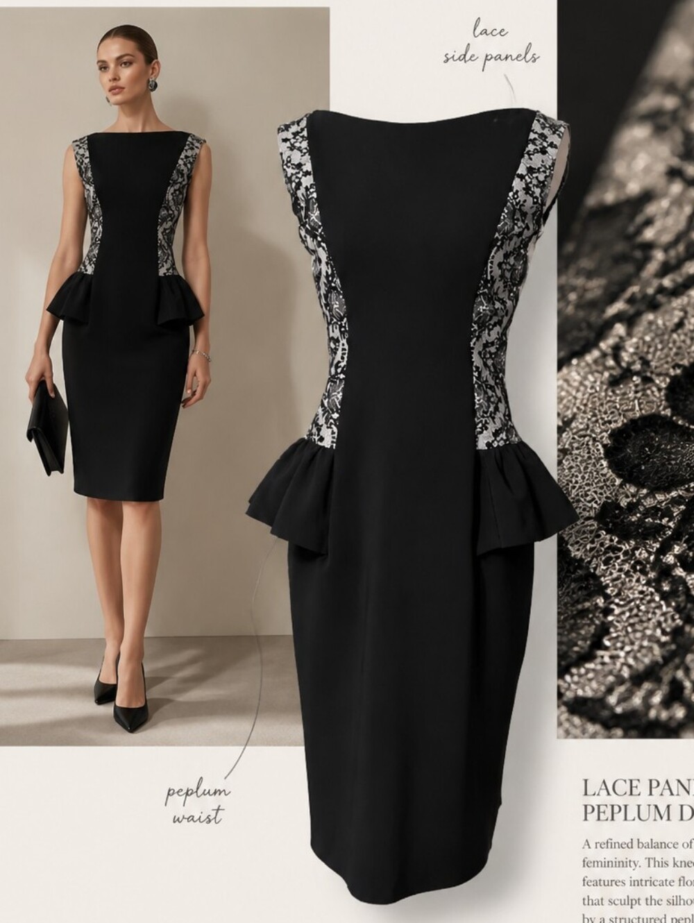 Chiara Boni La Petite Robe Lace Peplum Dress 4-6U.S./42IT MSRP $750